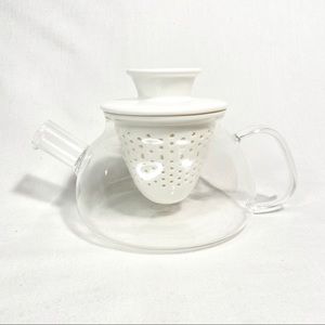 Minimalist Clear Glass & Ceramic Teapot